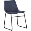 Walker Edison Douglas Urban Industrial Faux Leather Armless Dining Chairs, Set of 2, Navy Blue(Navy Blue)