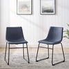 Walker Edison Douglas Urban Industrial Faux Leather Armless Dining Chairs, Set of 2, Navy Blue(Navy Blue)
