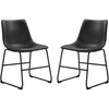 Walker Edison Douglas Urban Industrial Faux Leather Armless Dining Chairs, Set of 2, Navy Blue(Black)