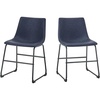 Walker Edison Douglas Urban Industrial Faux Leather Armless Dining Chairs, Set of 2, Navy Blue(Navy Blue)