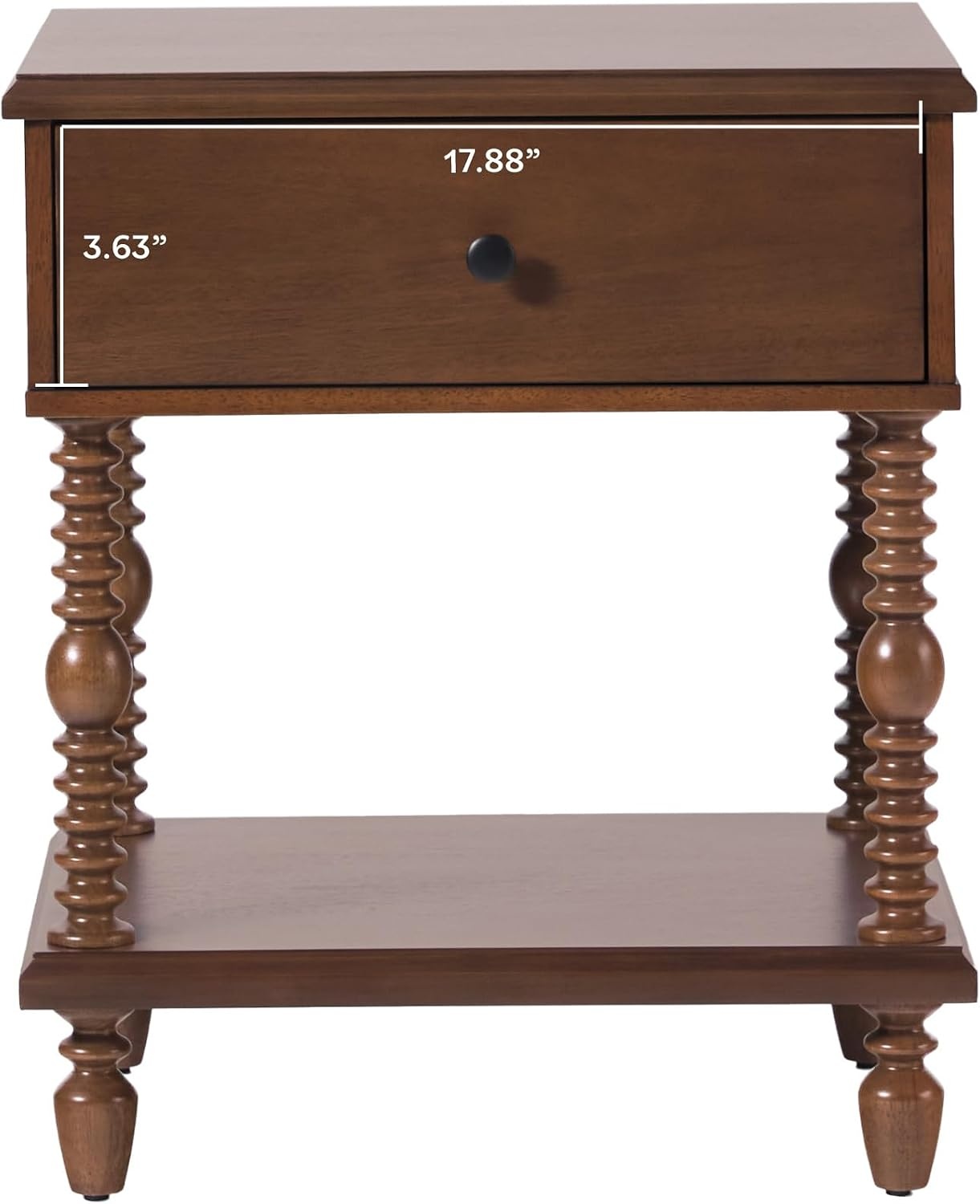 image:imageWalker Edison Solid Wood Spindle Vivienne EZ Assembly 1Drawer Nightstands and 6Drawer Dresser 3Piece Dark Brown