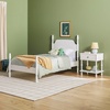 Walker Edison EZ Assembly Traditional Solid Wood Twin Spindle Post Bed, Vintage Bed Frame, No Box Spring Required, Bed Frame with Headboard and Nightstand, Twin Size, White