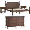 Walker Edison Solid Wood Spindle Vivienne King Bed with Two EZ Assembly 1-Drawer Nightstands and 6-Drawer Dresser, 4-Piece, Dark Brown