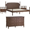 Walker Edison Solid Wood Spindle Vivienne King Bed with Two EZ Assembly 2-Drawer Nightstands and a 6-Drawer Dresser, 4-Piece, Dark Brown