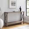Walker Edison Sedalia Modern Farmhouse Metal X Entry Table, 46 Inch, Rustic Oak(Grey)