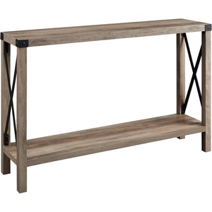 Walker Edison Sedalia Modern Farmhouse Metal X Entry Table, 46 Inch, Rustic Oak(Grey)
