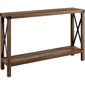 Walker Edison Sedalia Modern Farmhouse Metal X Entry Table, 46 Inch, Rustic Oak(Rustic Oak)
