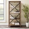 Walker Edison Andersen Urban Industrial Metal X Back 4 tier Bookshelf, 64 Inch, Rustic Oak(Rustic Oak)