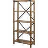 Walker Edison Andersen Urban Industrial Metal X Back 4 tier Bookshelf, 64 Inch, Rustic Oak(Rustic Oak)