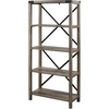 Walker Edison Andersen Urban Industrial Metal X Back 4 tier Bookshelf, 64 Inch, Rustic Oak(X-back Grey Wash)