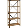 Walker Edison Andersen Urban Industrial Metal X Back 4 tier Bookshelf, 64 Inch, Rustic Oak(Rustic Oak)