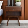 Walker Edison Mid Century Modern 1-Drawer Nightstand Bedroom Storage Drawer and Shelf Bedside End Table, 24 Inch, Walnut(Walnut)