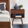 Walker Edison Mid Century Modern 1-Drawer Nightstand Bedroom Storage Drawer and Shelf Bedside End Table, 24 Inch, Walnut(Walnut)