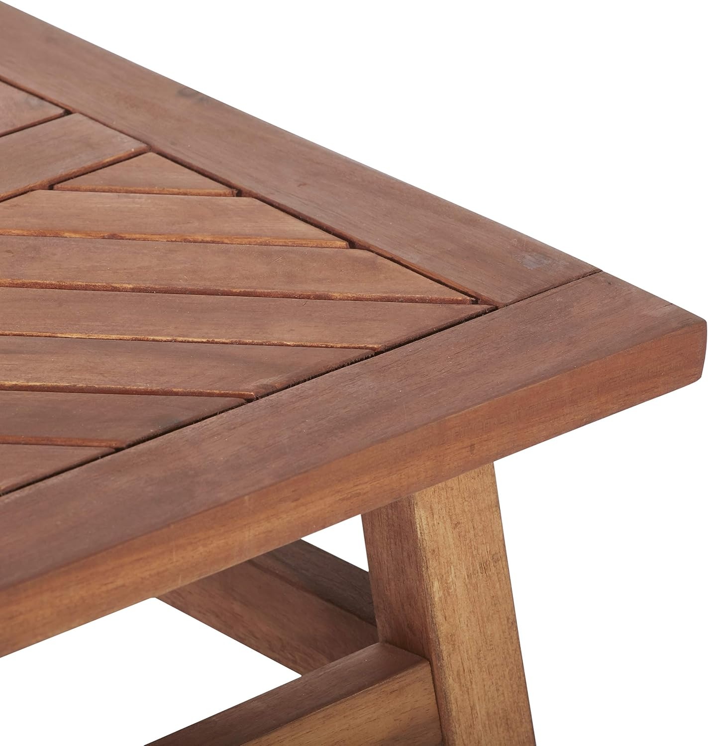 image:imageWalker Edison Outdoor Patio Wood Chevron Rectangle Coffee Table All Weather Backyard Conversation Garden Poolside Balcony 42 Inch BrownBrown