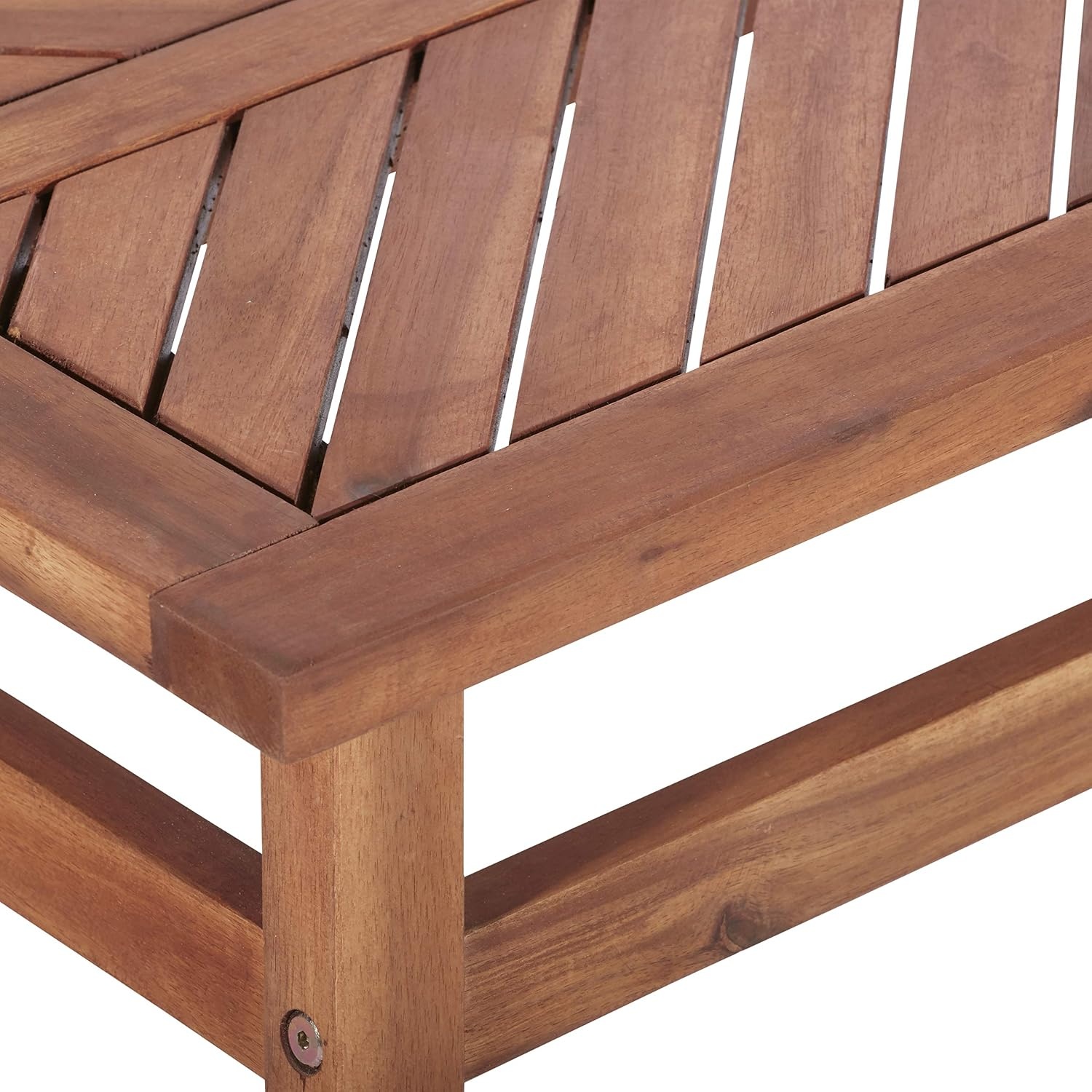 image:imageWalker Edison Outdoor Patio Wood Chevron Rectangle Coffee Table All Weather Backyard Conversation Garden Poolside Balcony 42 Inch BrownBrown